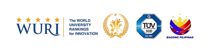 WURI — The World University Rankings for Innovation; award seal; TÜV SÜD ISO 9001; Bagong Pilipinas